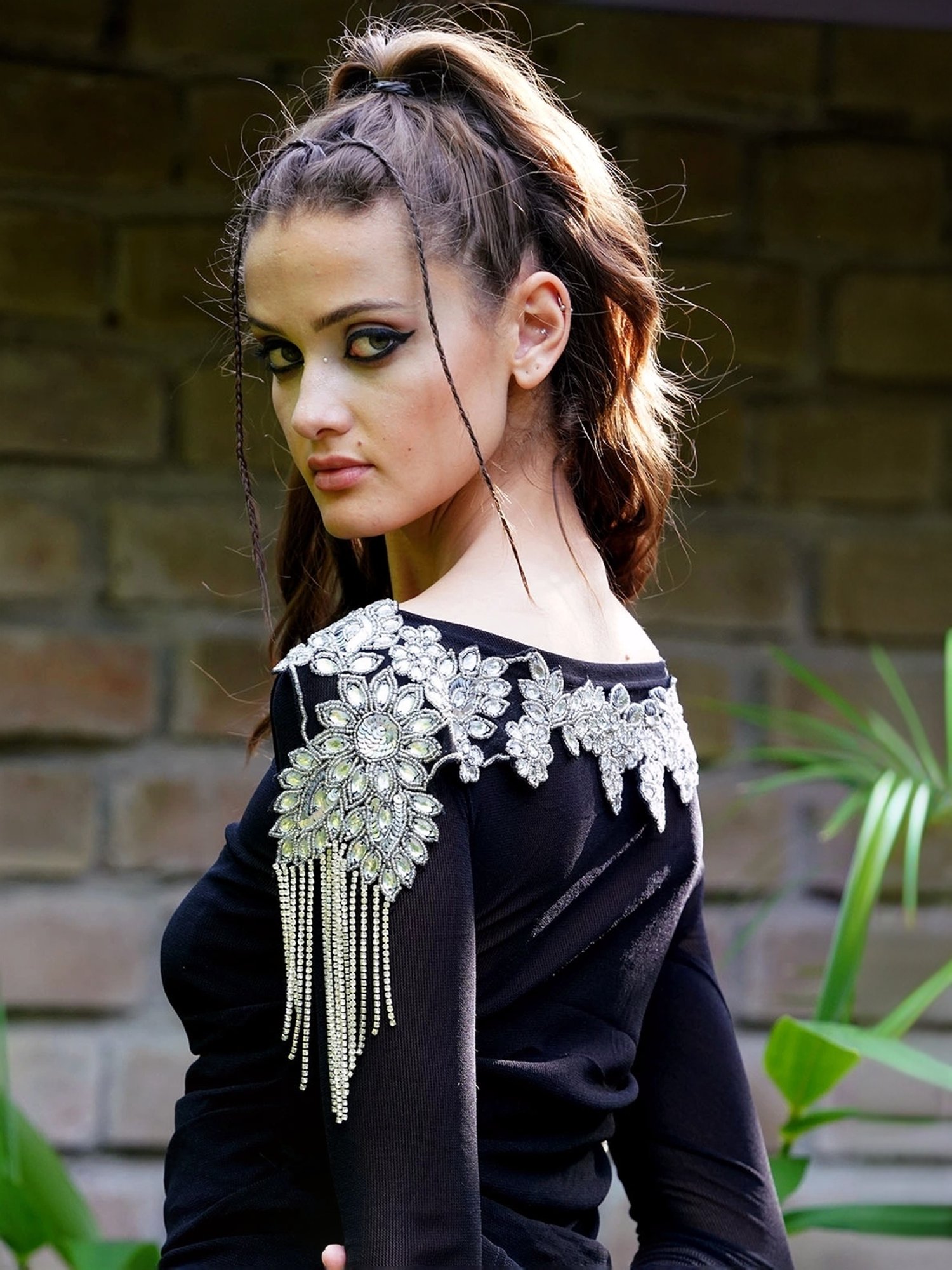 Odette Silver Embellished Fancy Short Cape