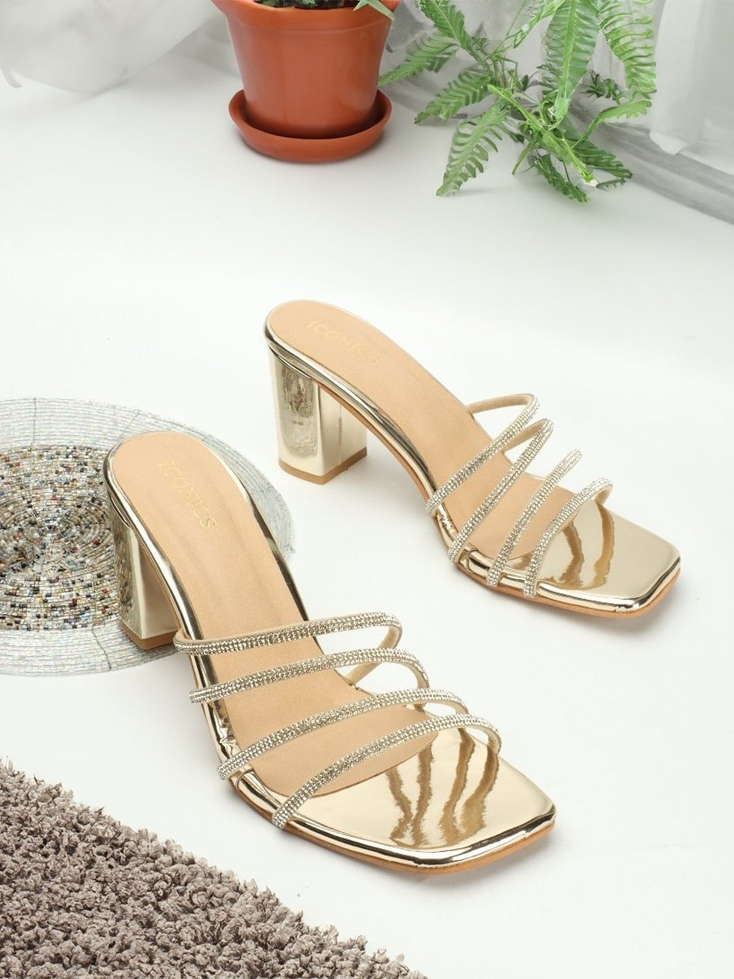 Iconics Women's Golden Casual Sandals