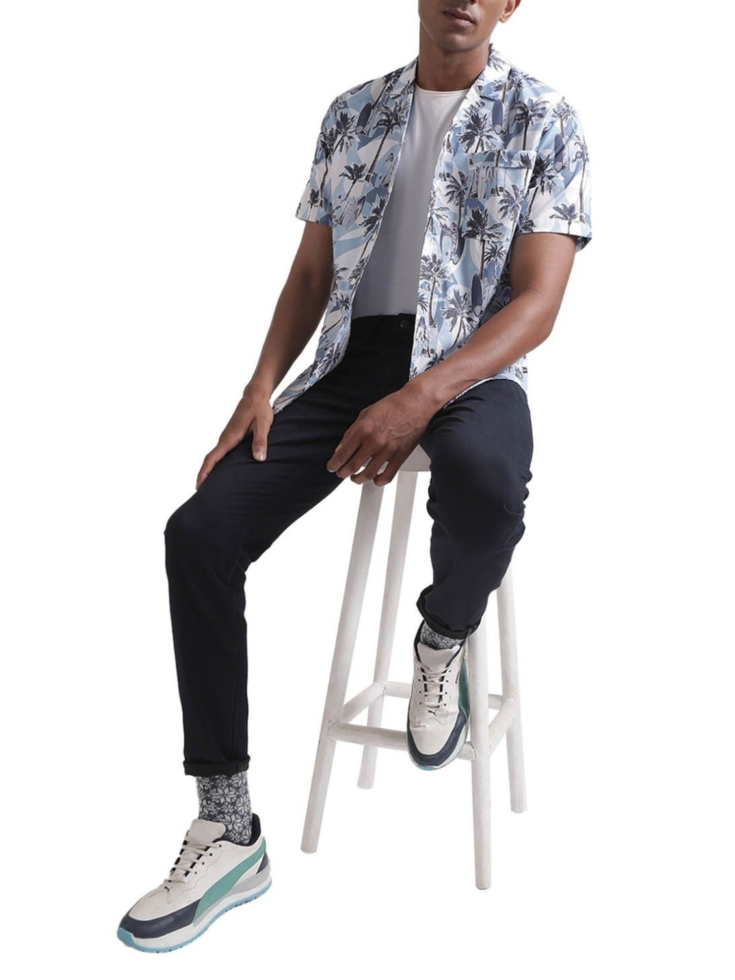 Matinique Blue Regular Fit Printed Shirt