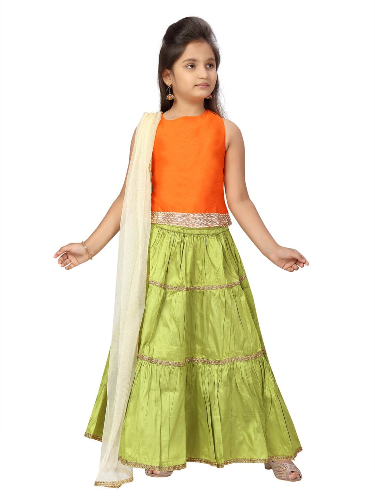 A Little Fable Kids Red & Beige Embellished Lehenga Choli