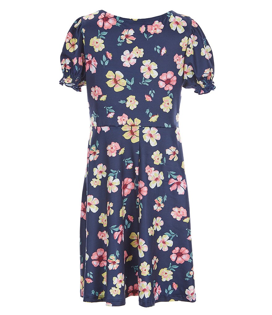 Poppies and Roses Big Girls 7-16 Short-Sleeve Floral Printed Yummy O-Ring A-Line Dress