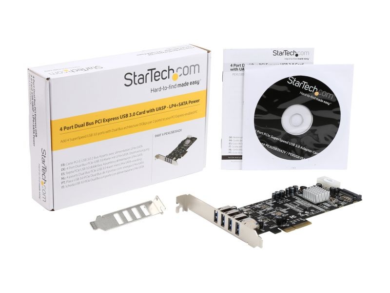 StarTech.com PEXUSB3S44V 4 Port PCI Express (PCIe) SuperSpeed USB 3.0 Card Adapter w/ 4 Dedicated 5Gbps Channels - UASP - SATA / LP4 Power
