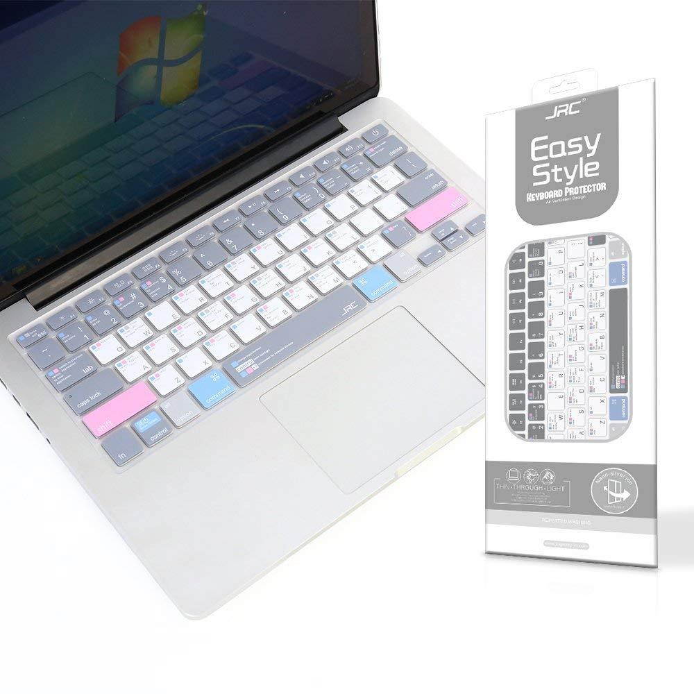 Premium Mac OS Shortcuts Keyboard Cover for MacBook Air 13 inch, MacBook Pro 13/15/17 inch(with or w/out Retina Display, 2015 or Older Version) and Older iMac-JRC Copyright Design
