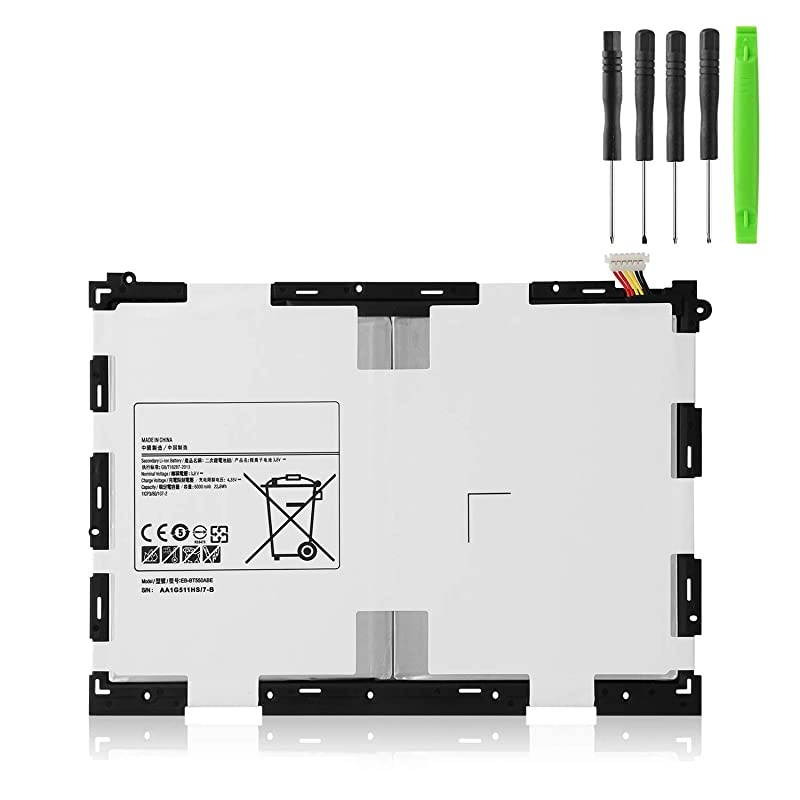 EB-BT550ABE Tablet Replacement Battery Compatible Samsung Galaxy Tab A 9.7inches SM-T550 SM-T555C SM-T555 SM-P550 SM-P351 with Tools 3.8V 22.8WH 6000MAH (White) LTE 4G WiFi