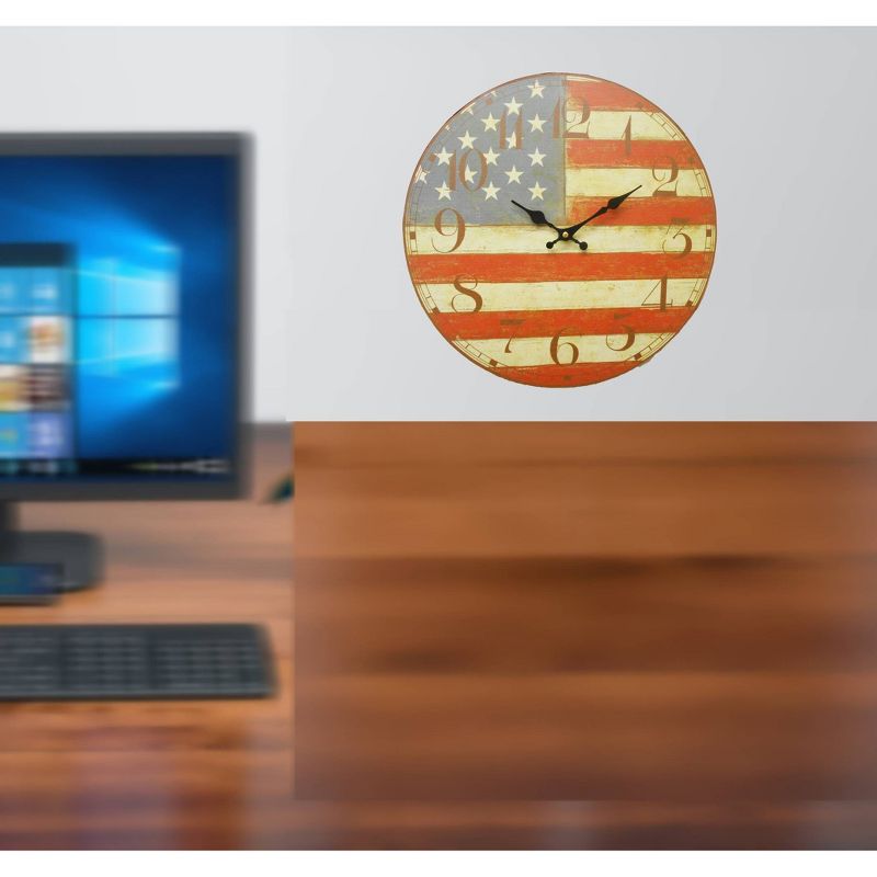 USA Flag Round Wall Clock - Creative Motion Industries