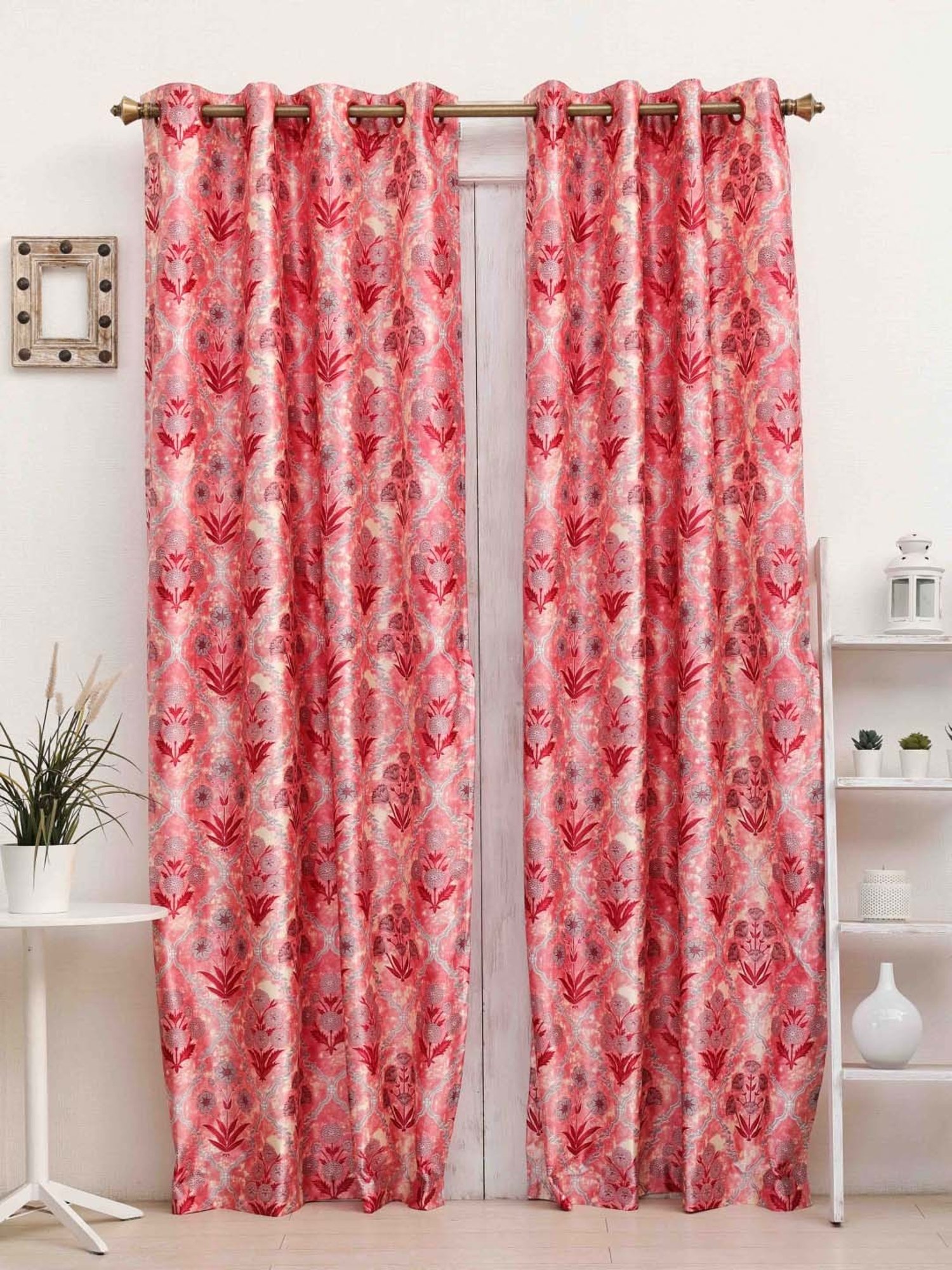 Ariana New Chia Red Polyester 5ft Window Eyelet Curtain