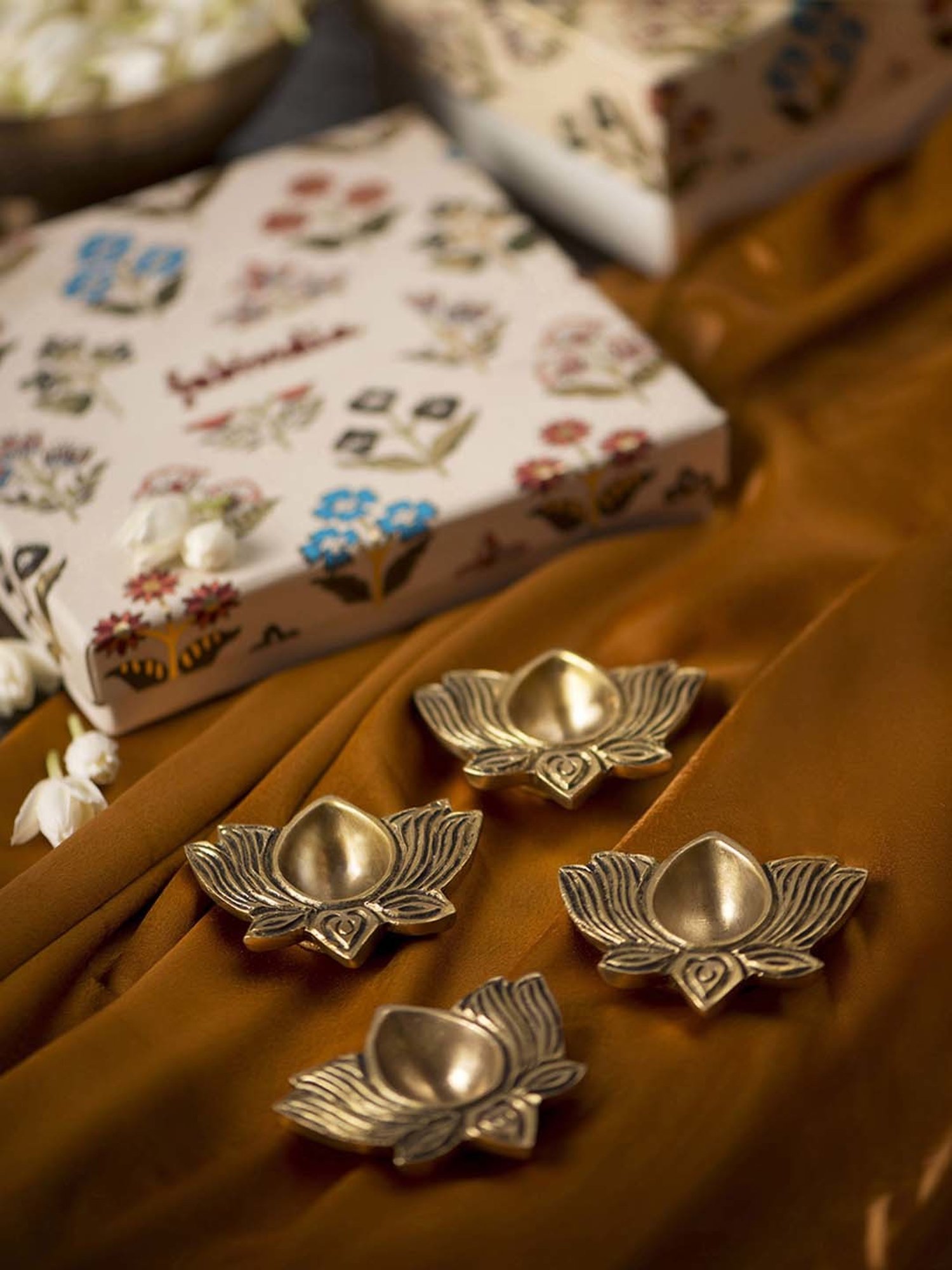 eCraftIndia Golden Handcrafted Engraved Palm Buddha Decorative Showpiece