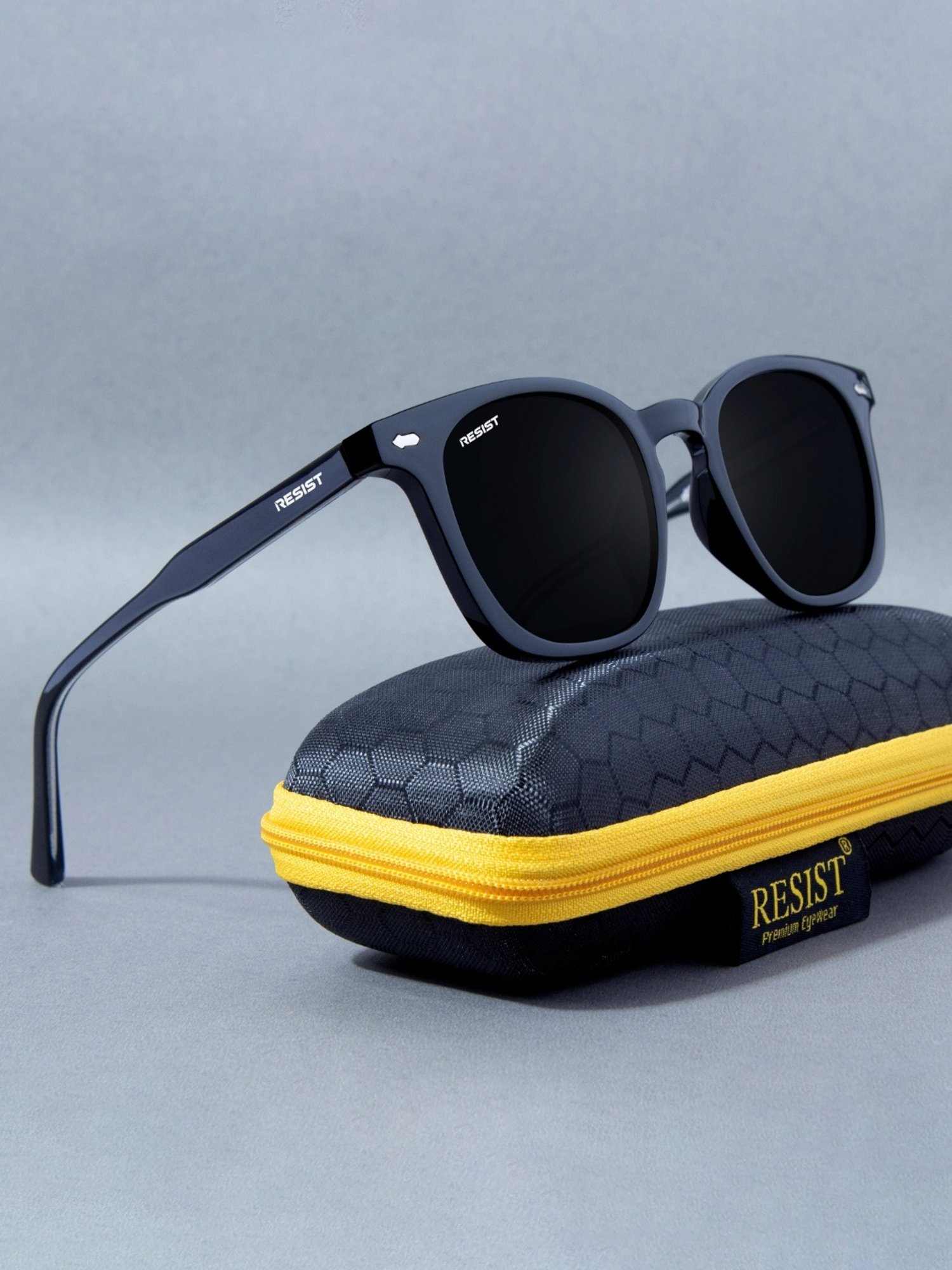 Resist Eyewear Black Wayfarer uv protected Unisex Sunglasses