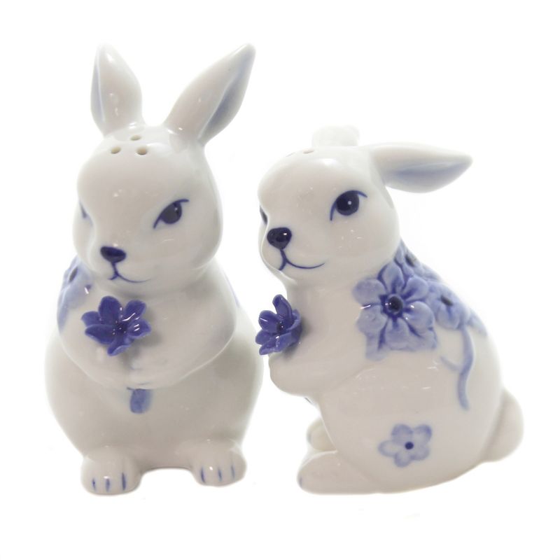 Tabletop 3.25" Bunny W/Flower Salt/Pepper Rabbit Spring Easter Cosmos Gifts Corp.  -  Salt And Pepper Shaker Sets