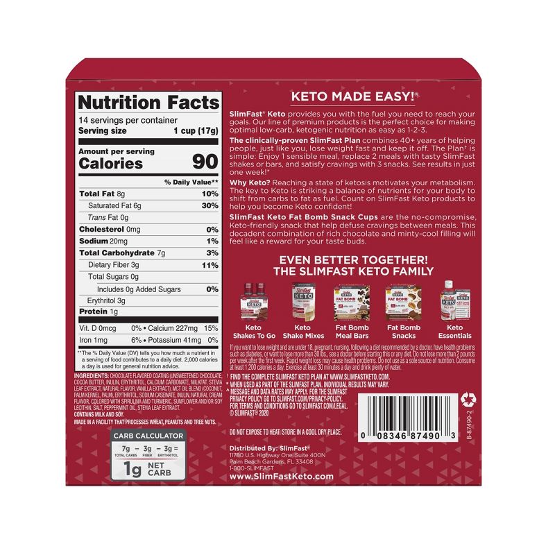 SlimFast Keto Fat Bomb Snack Cup - Mint Chocolate - 14ct