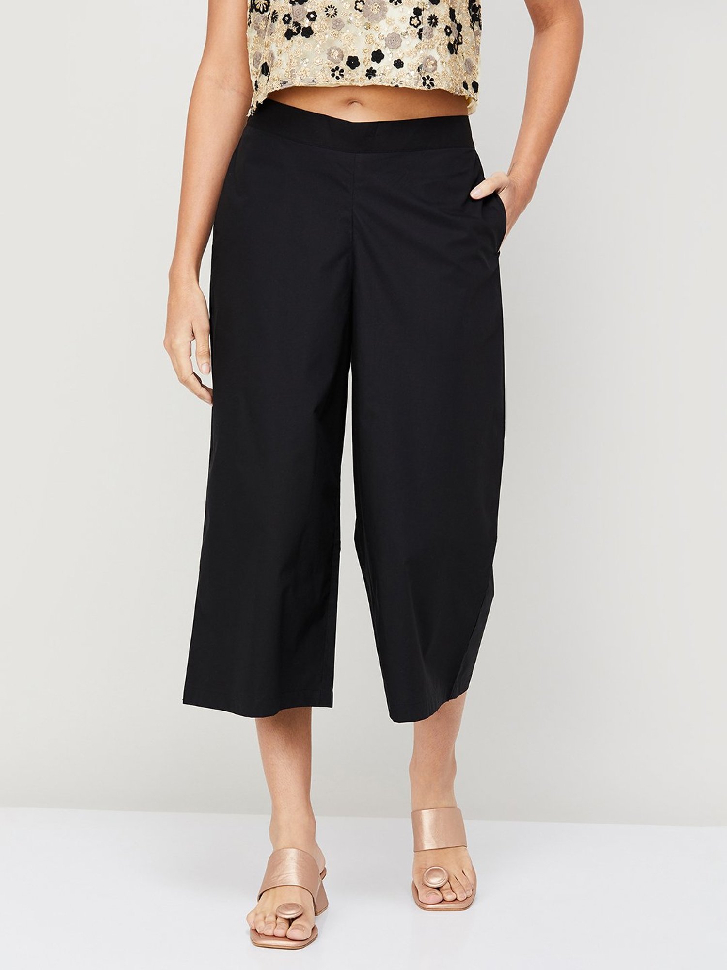 Melange by Lifestyle Black Regular Fit Culottes
