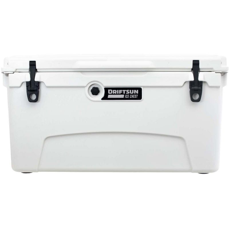 Driftsun 75 Quart Heavy Duty Rotomolded Cooler Thermoplastic UV Resistant Portable Insulated Hardside Ice Chest, White