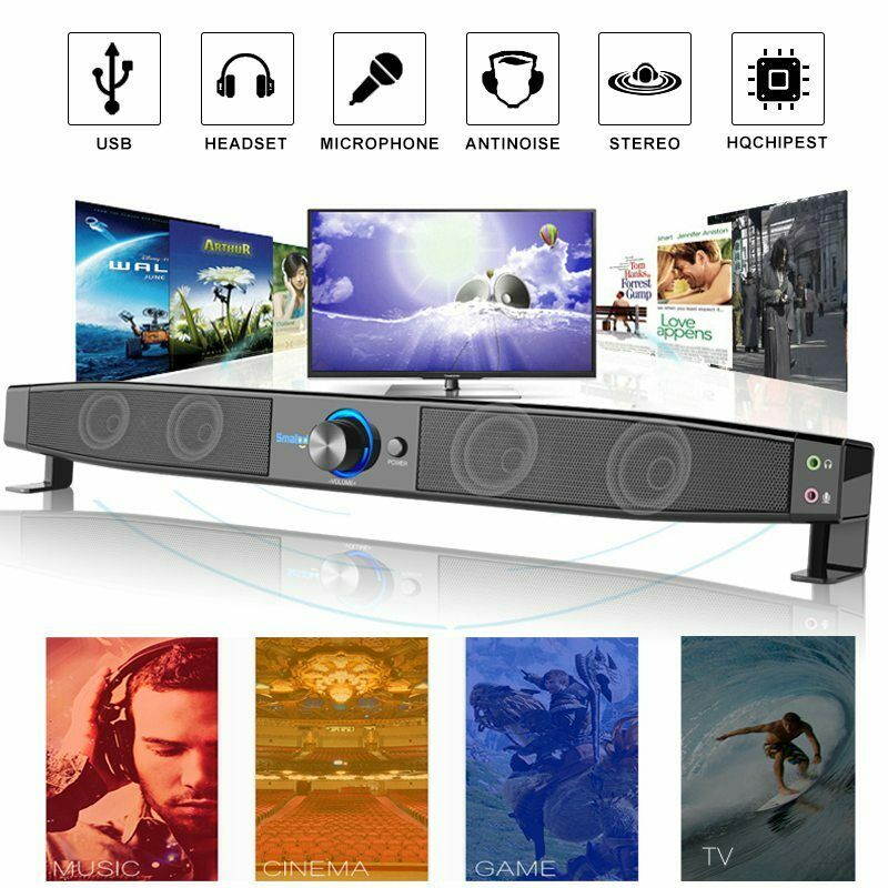 Home Theater Soundbar Wired Sound Bar Speaker System Subwoofer Stereo Super Bass