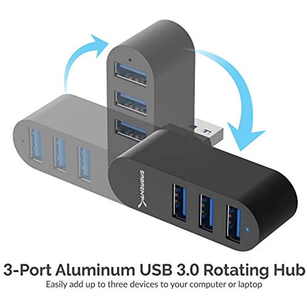 Sabrent Premium 4 Port Aluminum Mini USB 2.0 Hub [90&deg;/180&deg; Degree Rotatable] (HB-UMMC)