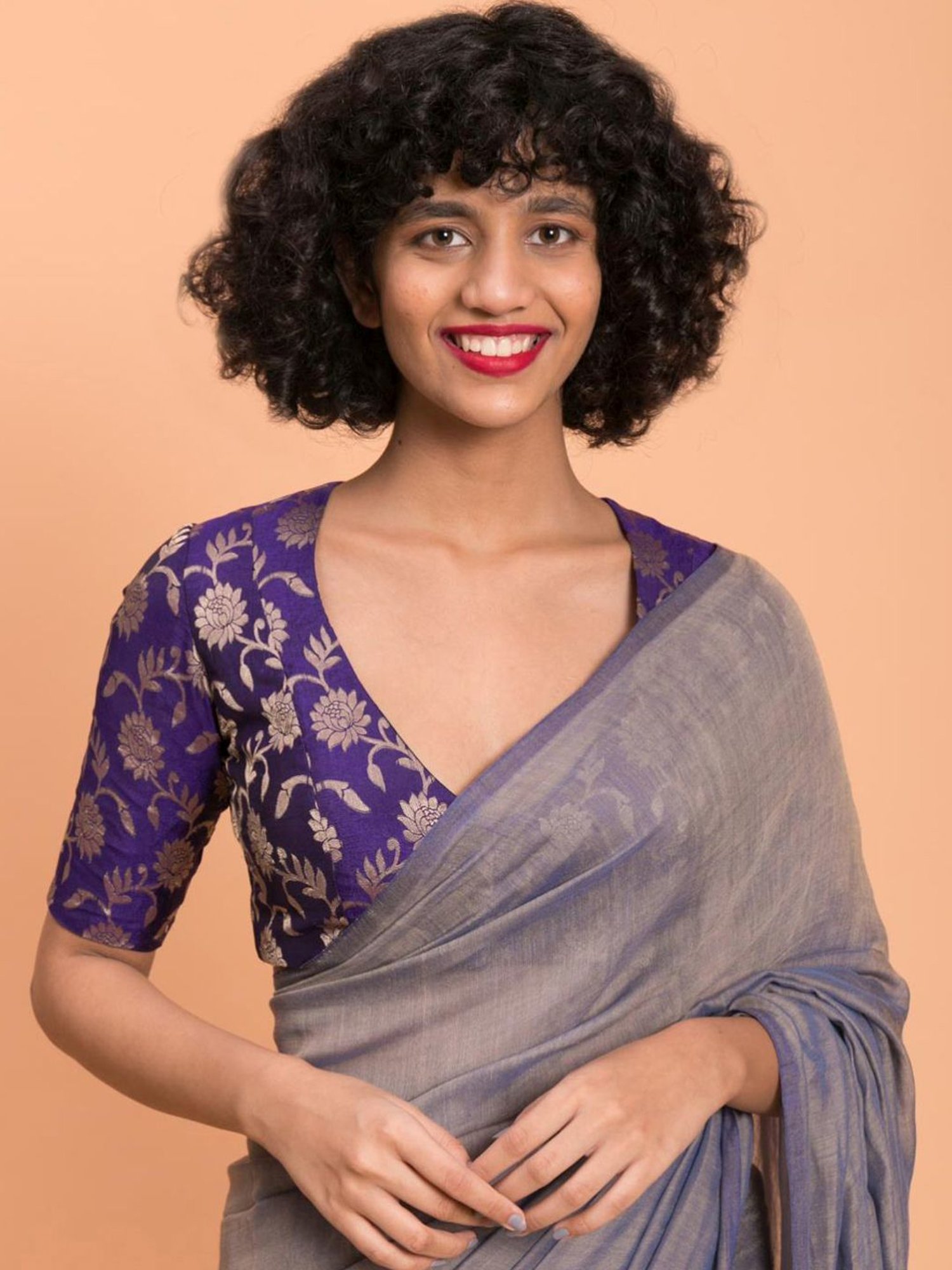 Suta Blue Plain Saree Without Blouse