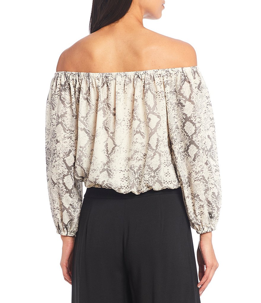 BB Dakota by Steve Madden Up to Here Puff Elbow Sleeve Mock Neck Smocked Top