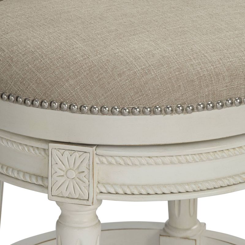 55 Downing Street Oliver 24 1/2" Cream Fabric Scroll Back Swivel Counter Stool