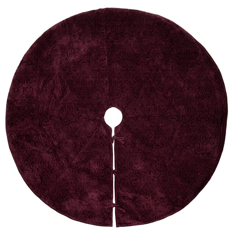 Lakeside 48" Snowy Burlap Christmas Tree Skirt with Doily Cloth