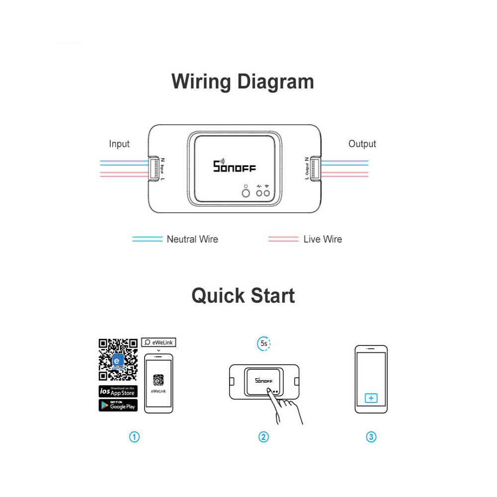 SONOFF BASICR3 WIFI DIY Smart Switch With Timer Internet APP Voice LAN Control DIY Mode Compatible With Amazon Alexa Google Home Nest