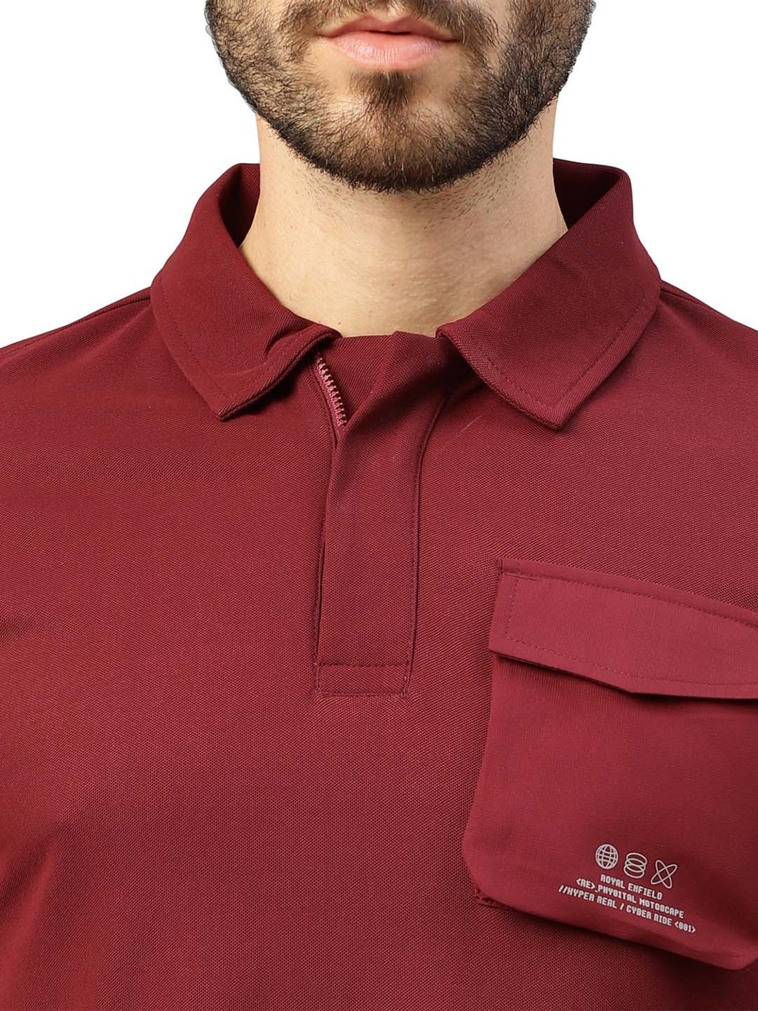 Royal Enfield HYBRID Maroon Regular Fit Polo T-Shirt