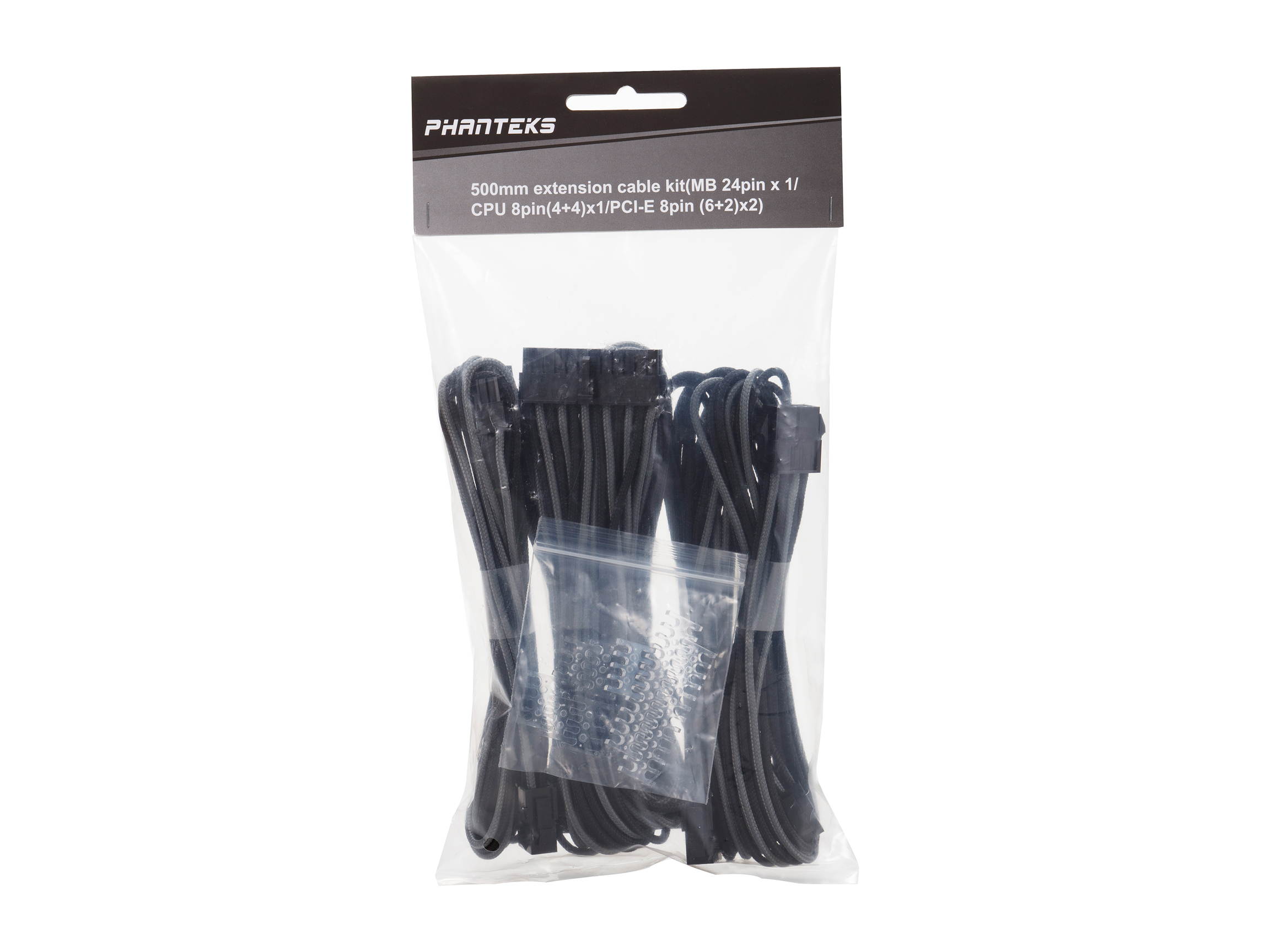 Phanteks PH-CB-CMBO_GR Universal Extension Cables Kit (PH-CB-CMBO) - 1x 24pin ATX, 1x 8pin (4+4) EPS, 2x 8pin (6+2) PCI-e Extension, 500mm Length, Individually Sleeved, Green Color