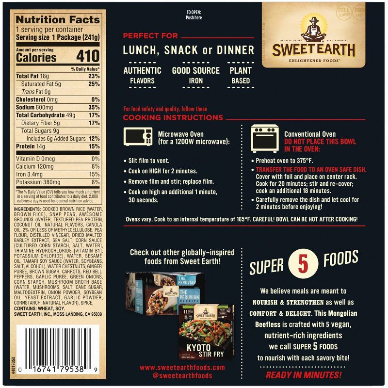 Sweet Earth Awesome Mongolian Beefless Bowl - 8.5oz