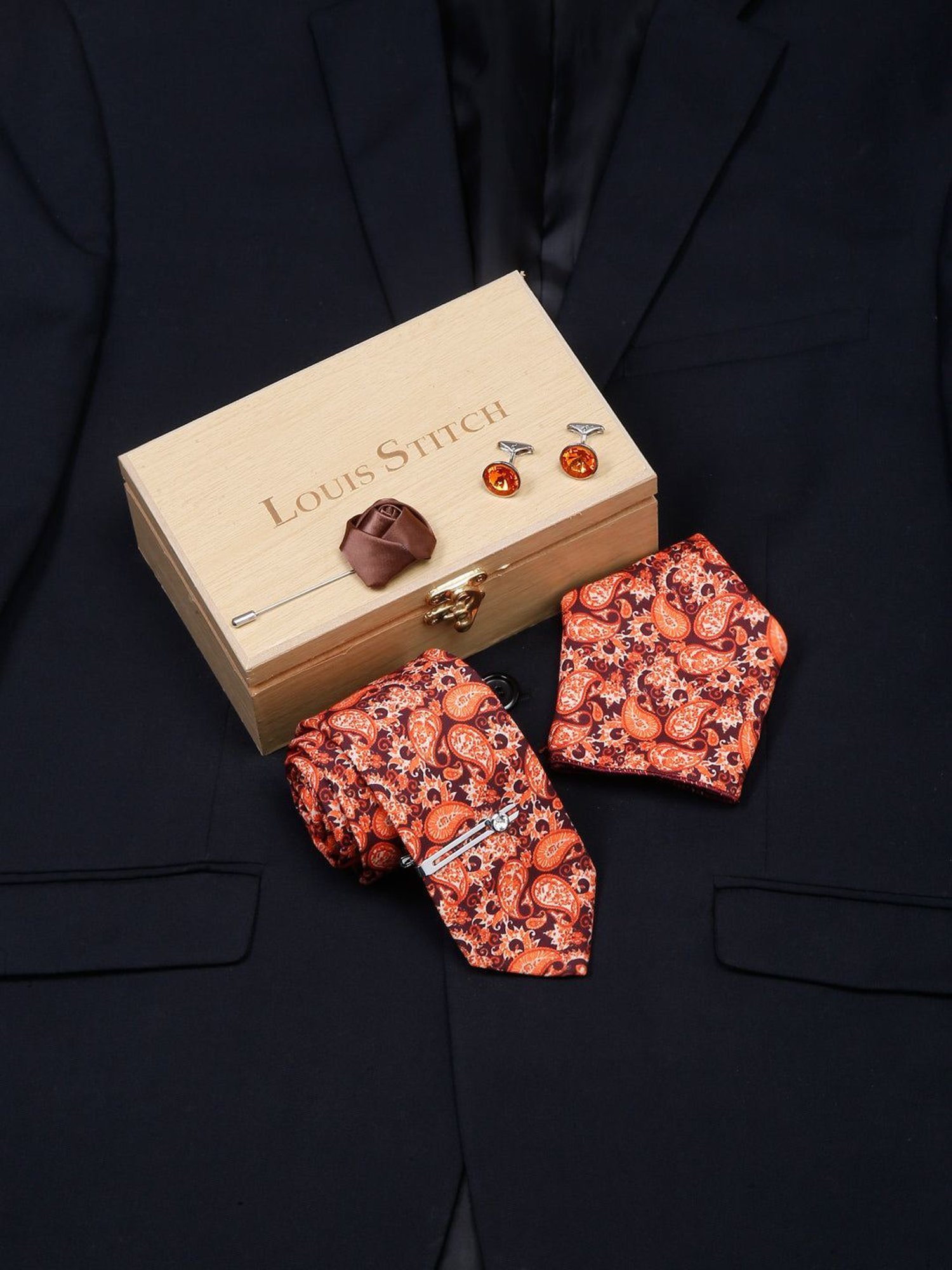 Louis Stitch Multicolor Printed Necktie Gift Set - Set of 5