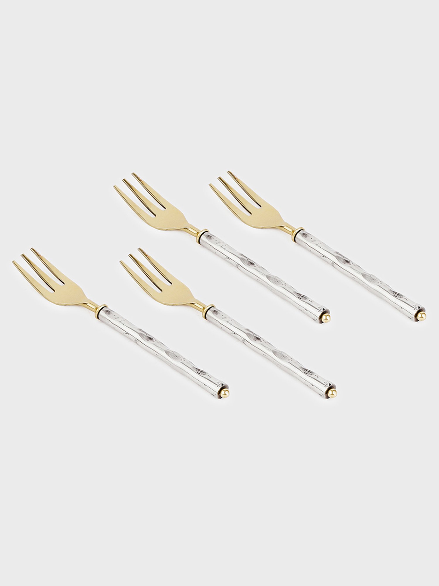 Fabindia Home Dhaani Grey Metal Dessert Fork - Set of 4