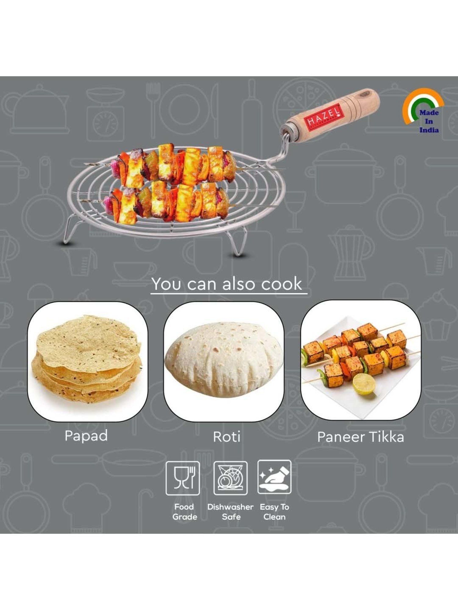 HAZEL Silver Aluminium Round Papad Jali