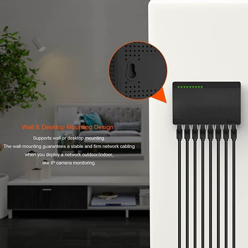 8 Port Gigabit Ethernet Network Switch | Ethernet Splitter | PlugandPlay | Traffic Optimization | Unmanaged SG108 Black