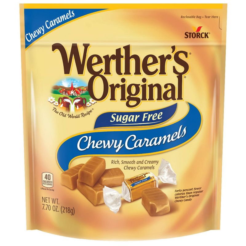 Werther's Original Sugar Free Chewy Caramels Stand Up Bag – 7.7oz