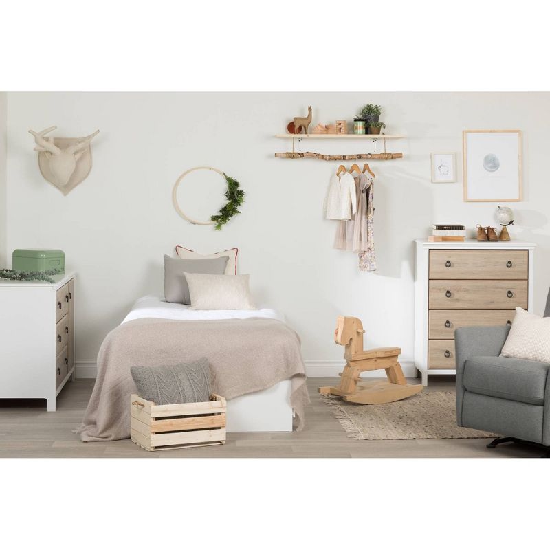 Cotton Candy 4-Drawer Chest Pure White and Rustic Oak  - South Shore