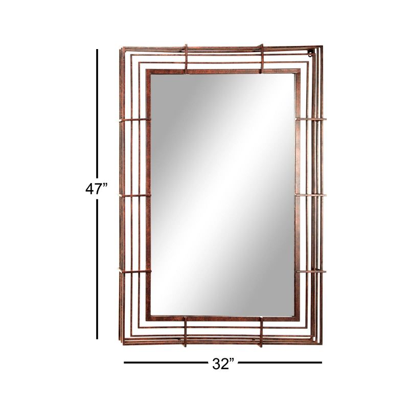 32" x 47" Large Rectangular Industrial Wrought Iron Wall Mirror Bronze - Olivia & May
