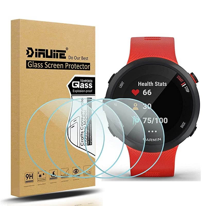 4-Pack for Garmin Forerunner 45 / 45S Screen Protector Tempered Glass for Garmin Forerunner 45S / 45 [2.5D 9H hardness] [Anti-Scratch] [Bubble-Free]