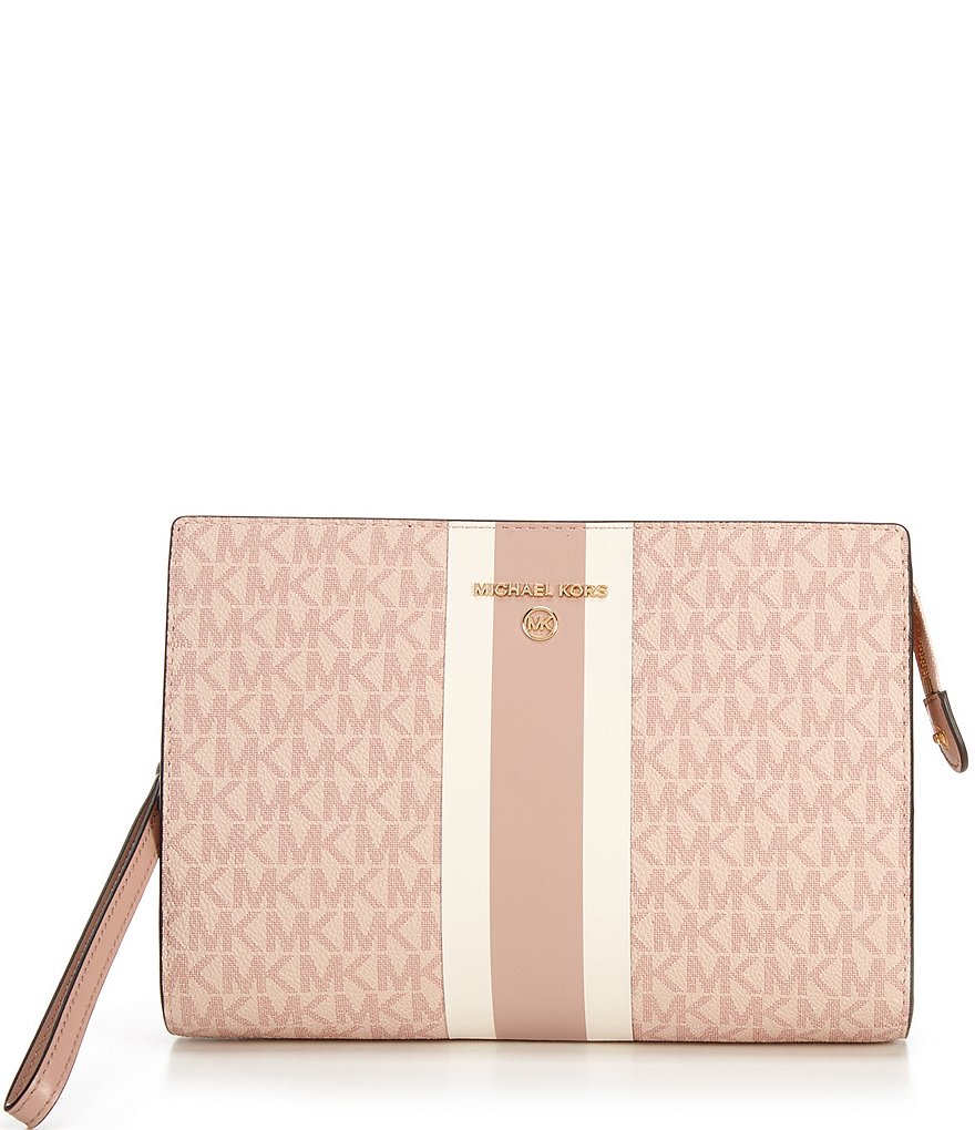 Michael Kors Zebra Signature Jet Set Double Zip Wristlet