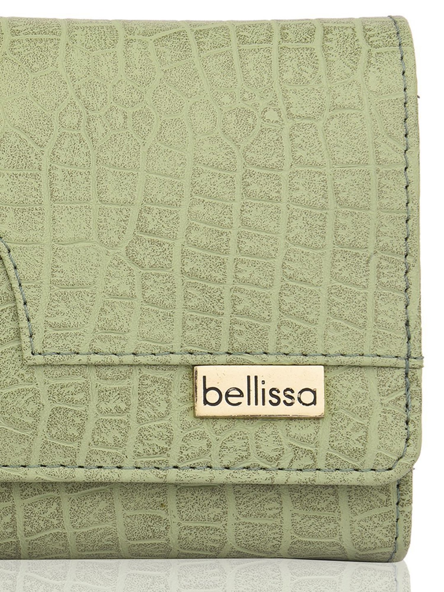 Bellissa Light Green Textured Bi-Fold Wallet for Women
