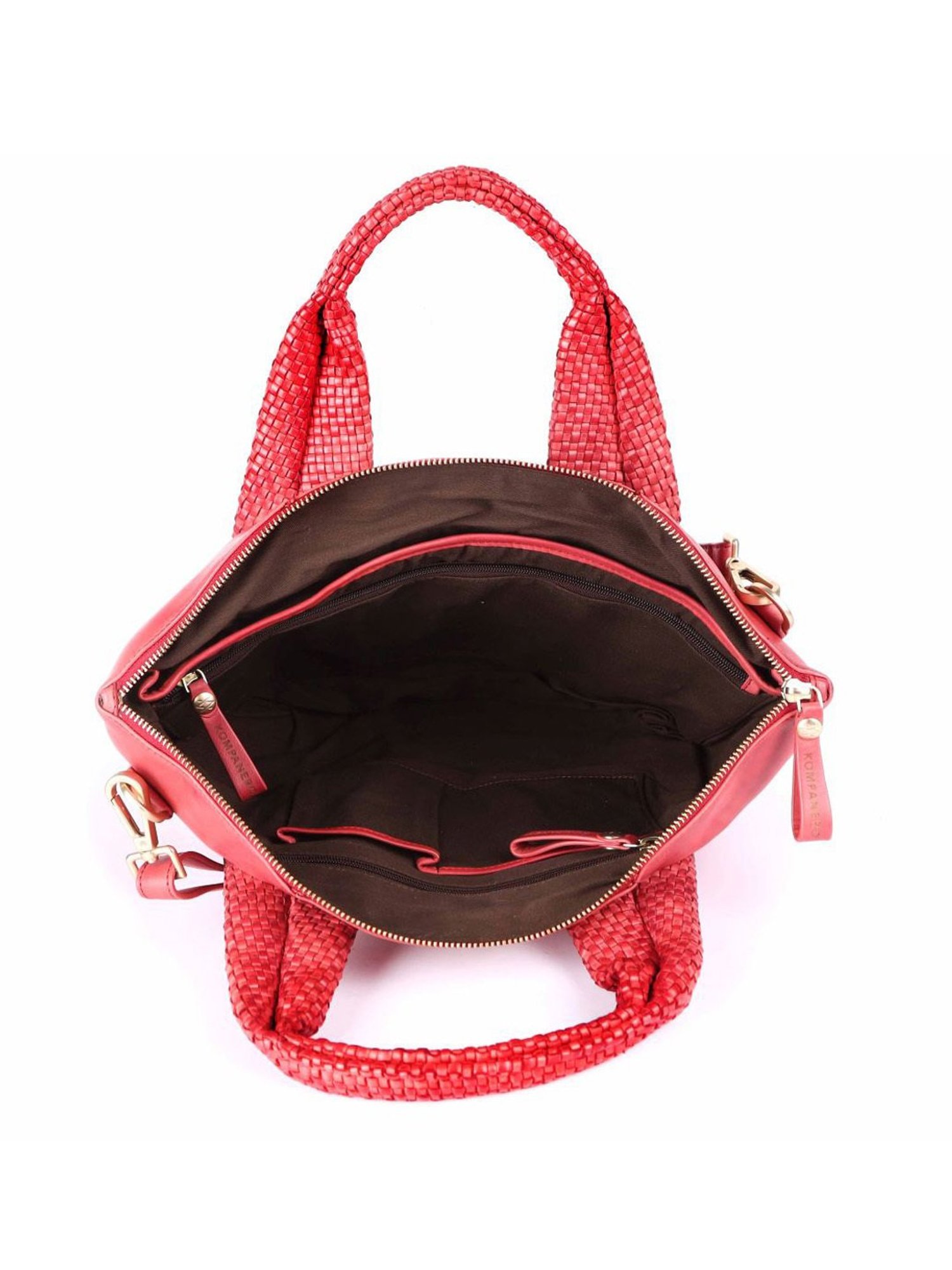 KOMPANERO Amber Red Leather Textured Handbag