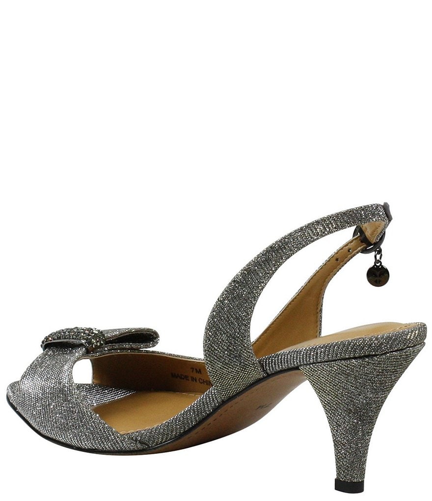J. Renee Luanda Bow Detail Glitter Slingback Peep-Toe Pumps