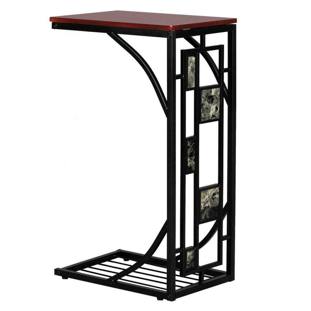 Finish Chrome Frame Snack Sofa Bed Side Magazine End Table With Scroll Desction