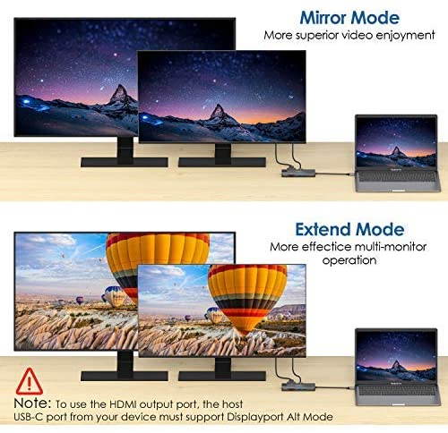 Type C Hub, 9-in-1 USB C Adapter with 4K USB C to HDMI,VGA, USB C Charging, 2 USB 3.0, SD/TF Card Reader, USB C to 3.5mm, Gigabit Ethernet, USB C Dock Compatible MacBook Pro 13/15 (Thunderbolt 3)