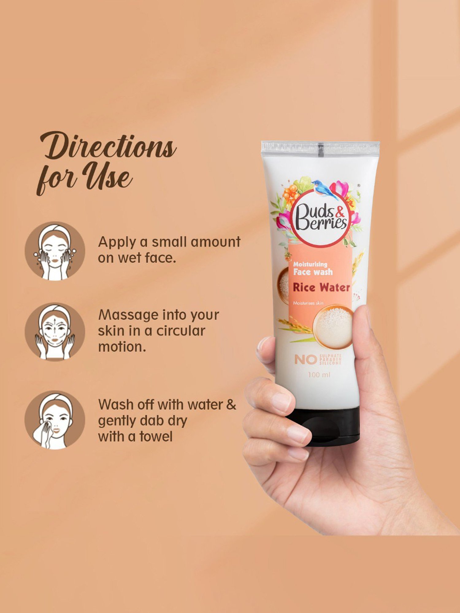 Buds & Berries Rice Water Moisturising Face Wash - 100 ml