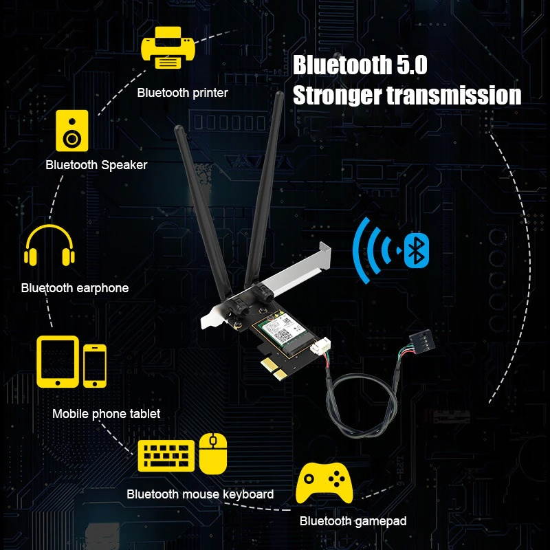 3000Mbps WiFi 6 PCI-E Network Card 802.11AX/AC Dual Band 2.4G/5GHz Wireless for Intel AX 200 PCI Express WiFi Bluetooth Adapter