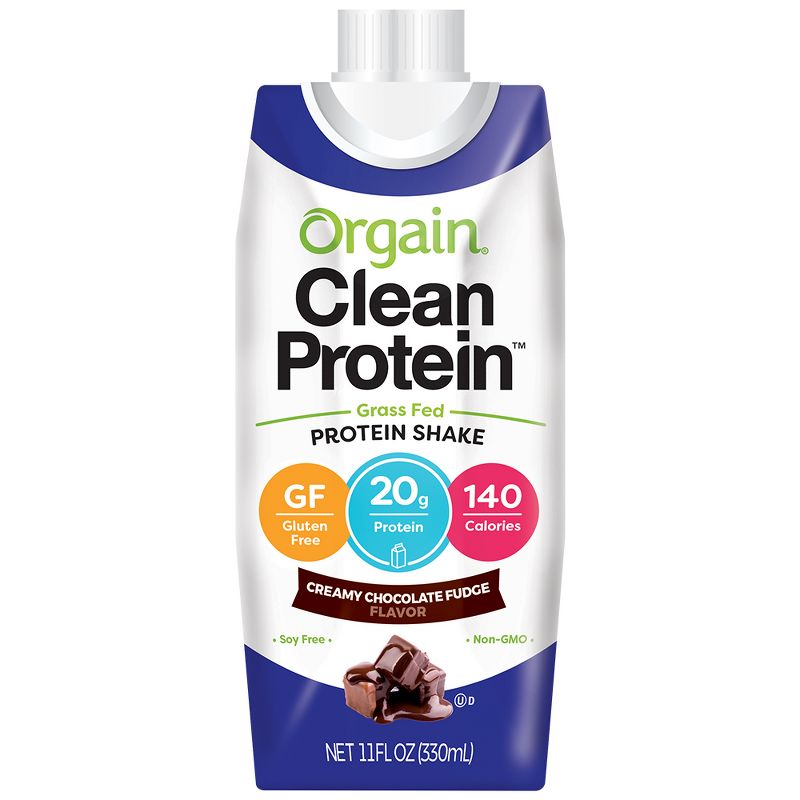 Orgain Clean Grass-Fed Protein Shake - Creamy Chocolate Fudge - 12ct
