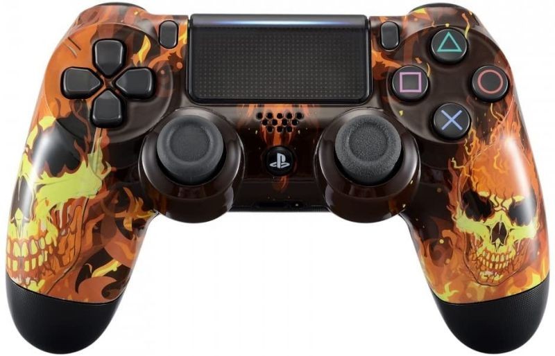 eXtremeRate Fire Skulls Hydro Dipped Front Housing Shell Case, Faceplate Cover Replacement Kit for Playstation 4 PS4 Slim PS4 Pro Controller (CUH-ZCT2 JDM-040/050/055) - Controller NOT Included