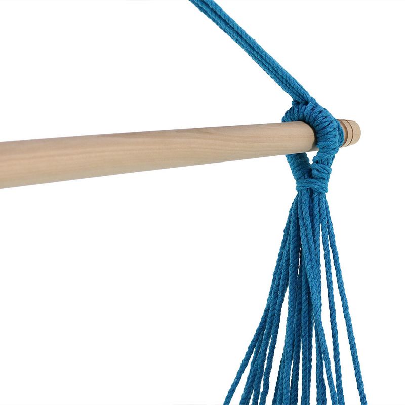 Sunnydaze Double Cushion Hanging Rope Hammock Chair Swing with X-Stand for Backyard or Patio - 250 lb Weight Capacity - Ocean Breeze