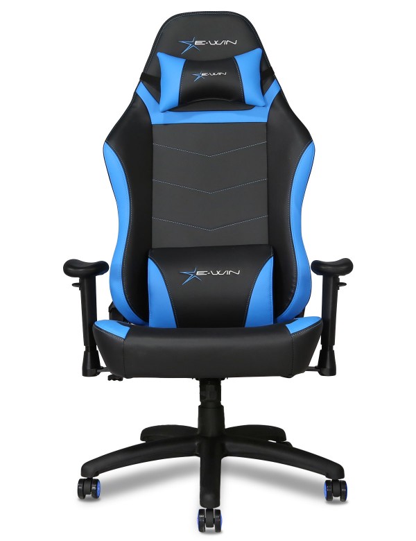 EWin Gaming and Office Chair KTC Knight Series Ergonomic With Head and Back Pillows (Black and Blue)