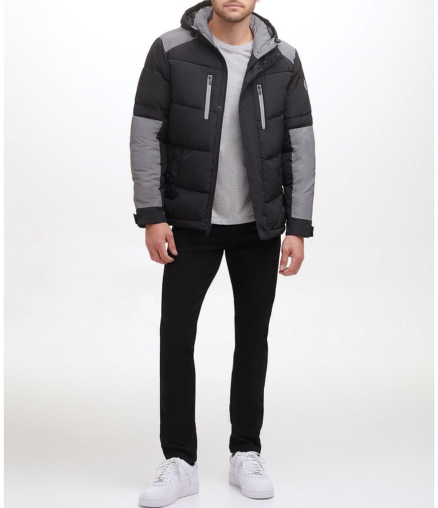 Kenneth Cole New York Long-Sleeve Mixed-Media Hooded Puffer Jacket