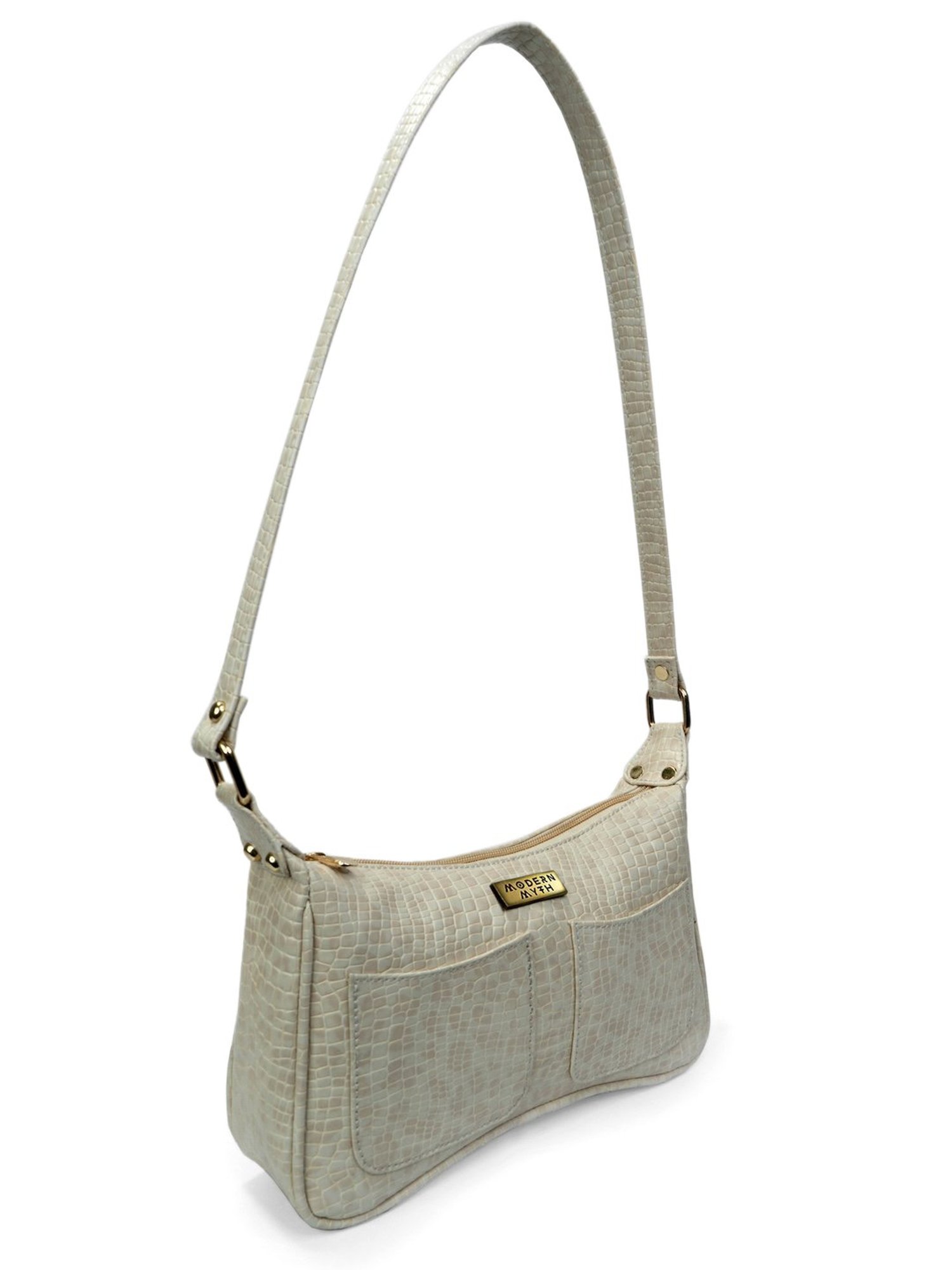 Modern Myth Retro Beige Textured Medium Shoulder Bag