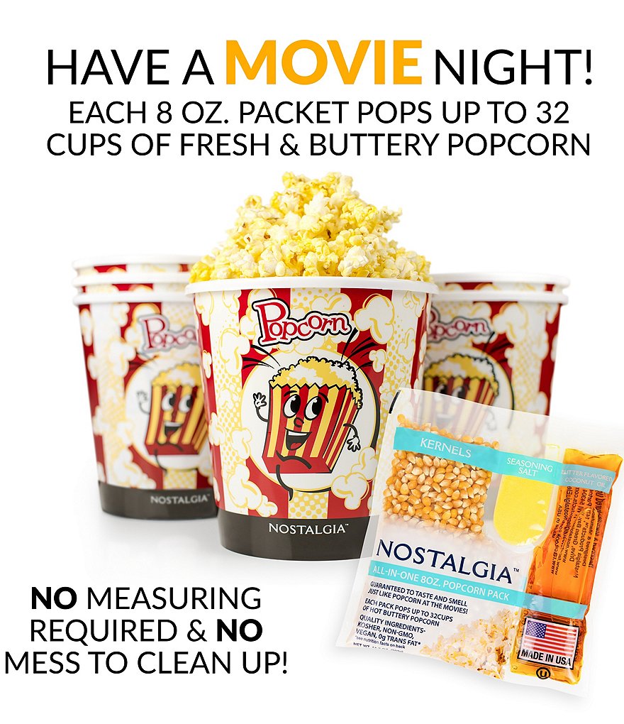 Nostalgia Electrics Best Tasting Premium 8-Ounce Popcorn, Oil & Seasoning Salt All-In-One Packs - 24 Count
