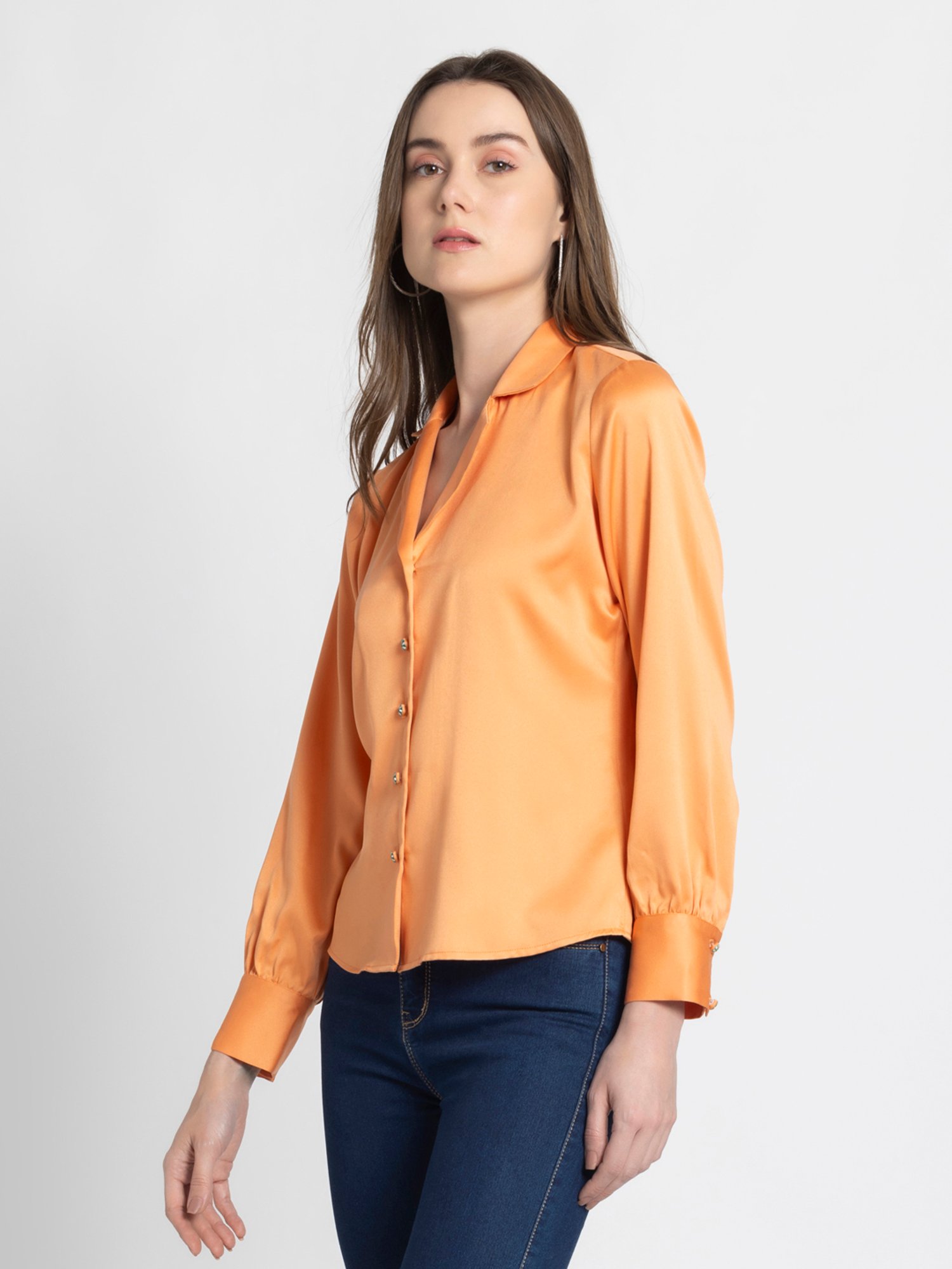 SHAYE Orange Regular Fit Top